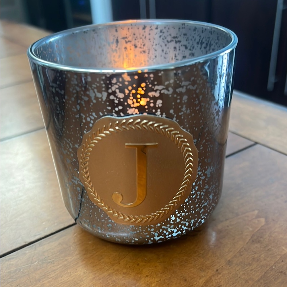 Silver and Gold Monogram Candle Holder